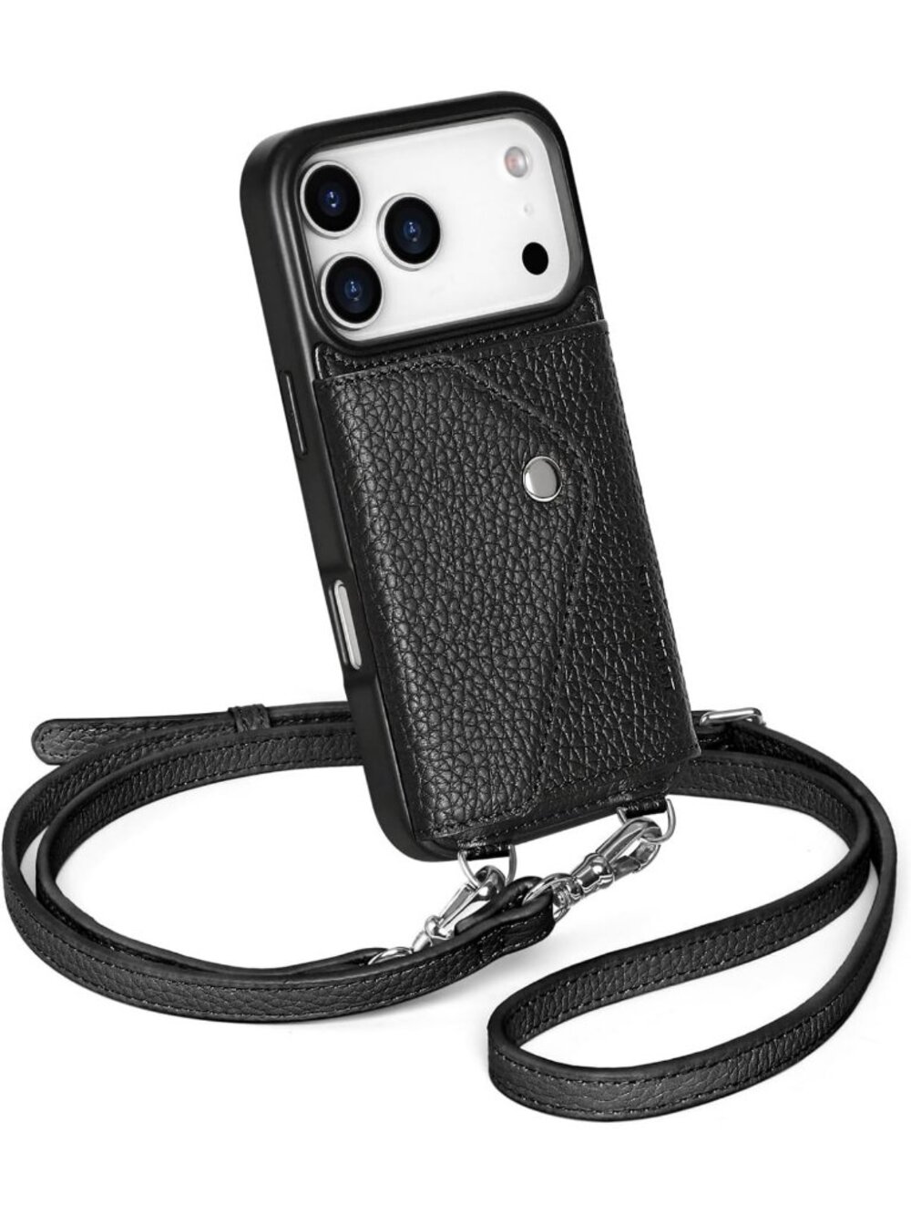 Stylish Genuine Leather Crossbody Wallet Case for iPhone 17 Pro - Chic